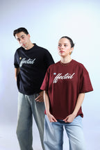 Hected Boxy Tee - Burgundy / Black