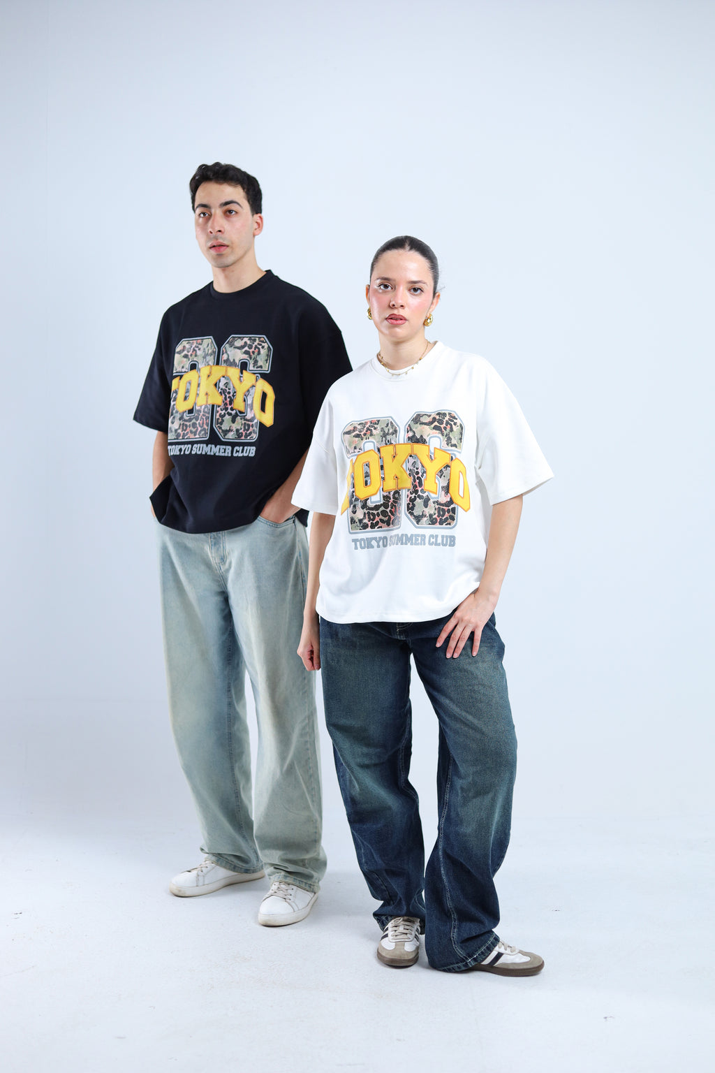 Tokyo 26 Boxy Tee - Black / White / Cyan