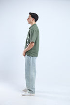 Polo Stars Oversized Tee - Pink / Olive Green