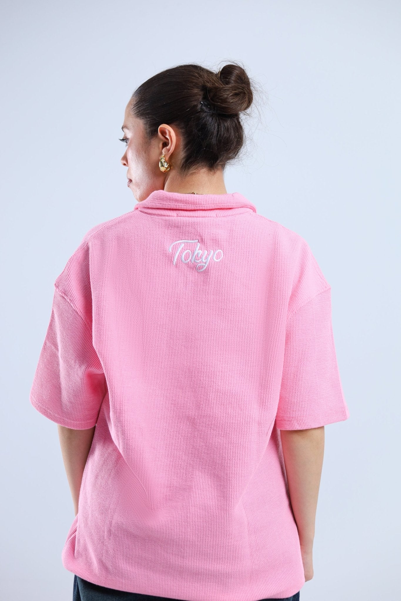 Polo Stars Oversized Tee - Pink / Olive Green - Tokyo Store