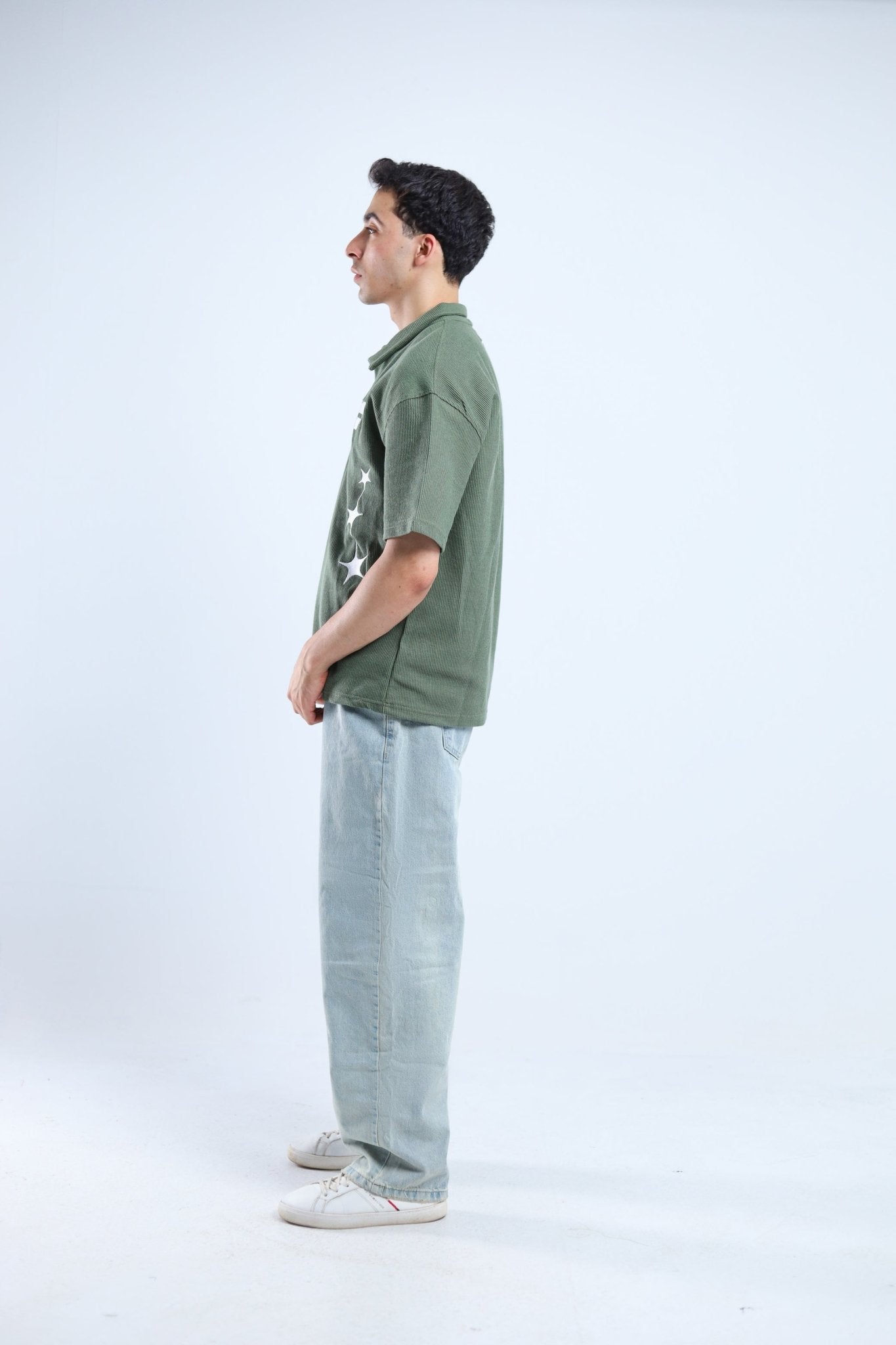 Polo Stars Oversized Tee - Pink / Olive Green - Tokyo Store