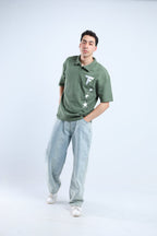 Polo Stars Oversized Tee - Pink / Olive Green - Tokyo Store
