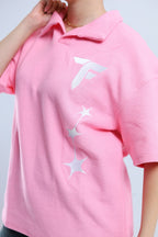 Polo Stars Oversized Tee - Pink / Olive Green - Tokyo Store