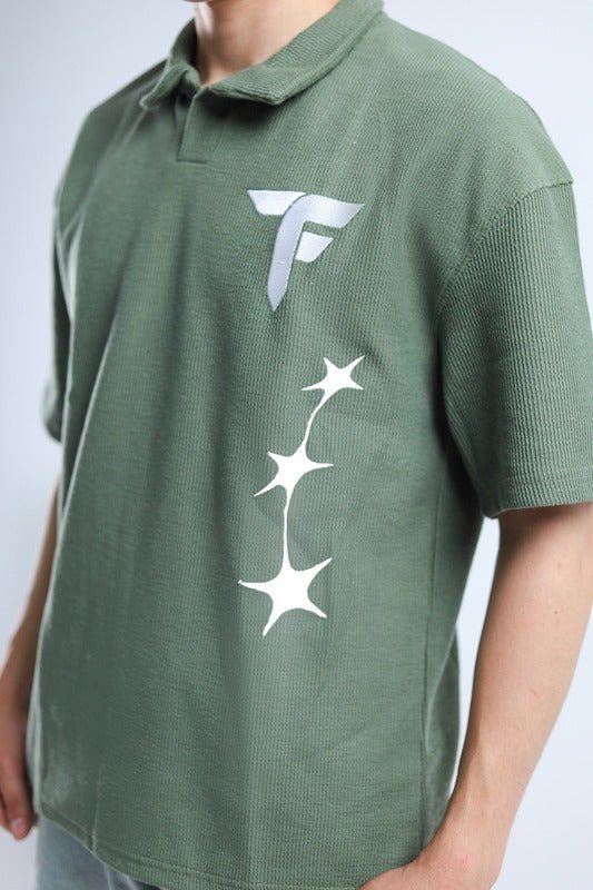 Polo Stars Oversized Tee - Pink / Olive Green - Tokyo Store