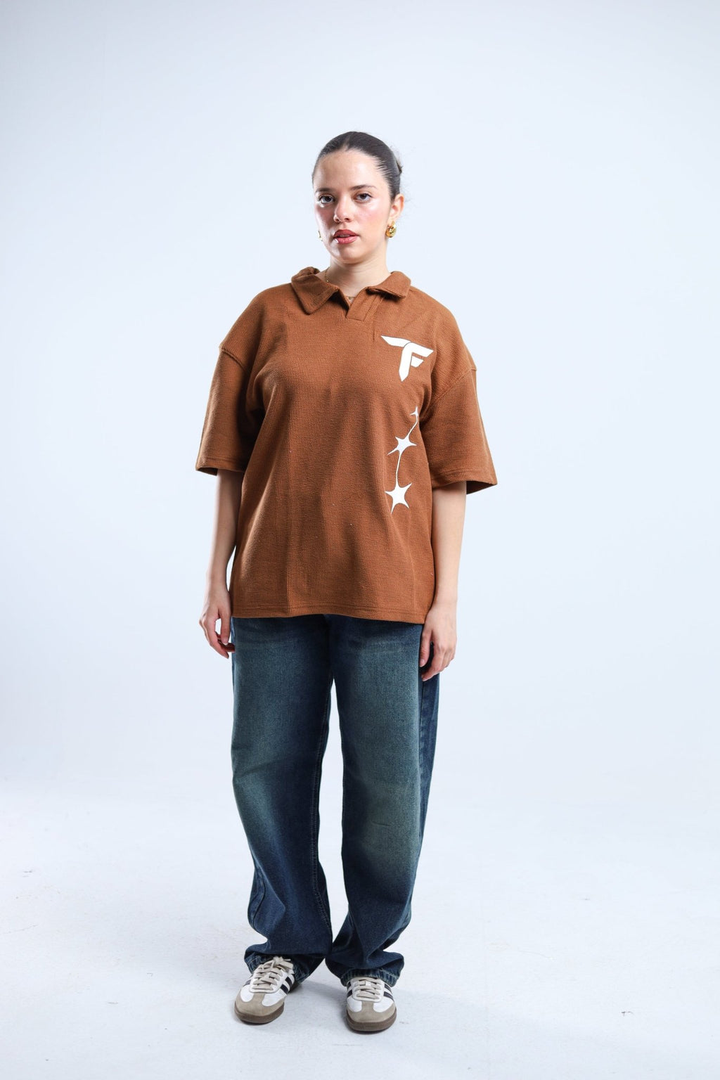 Polo Stars Oversized Tee - ًWarm Brown - Tokyo Store