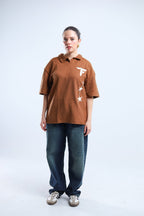Polo Stars Oversized Tee - ًWarm Brown - Tokyo Store