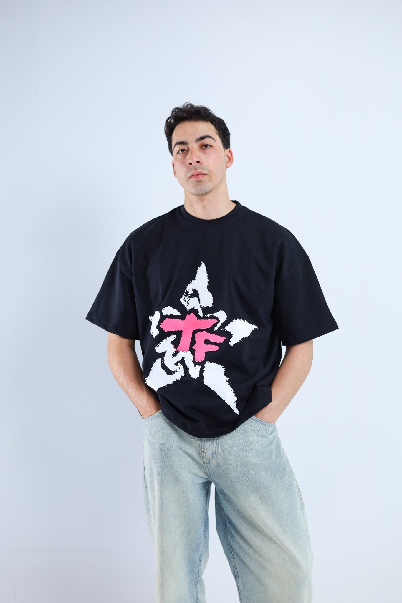TF Star Boxy Tee - Black / Dark Gray - Tokyo Store