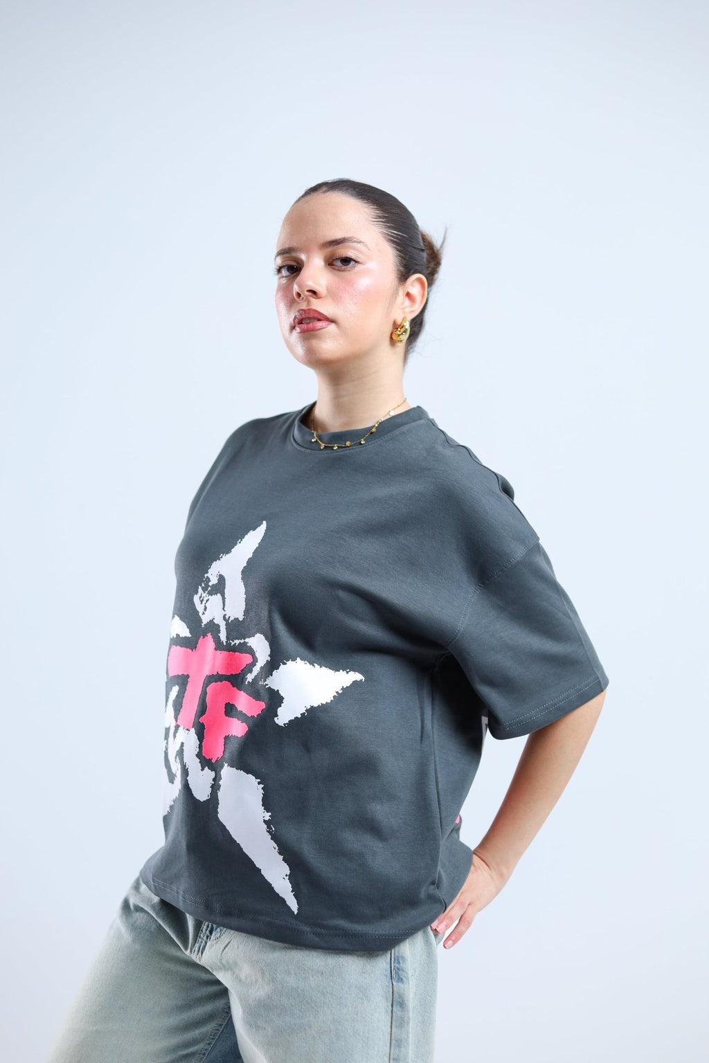 TF Star Boxy Tee - Black / Dark Gray - Tokyo Store