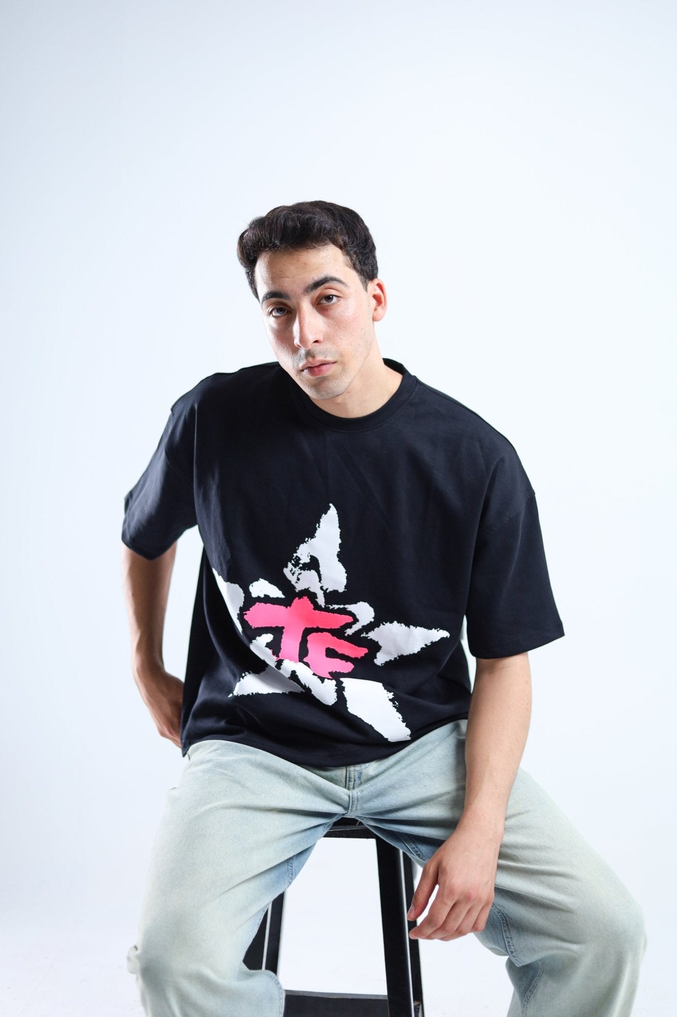 TF Star Boxy Tee - Black / Dark Gray - Tokyo Store
