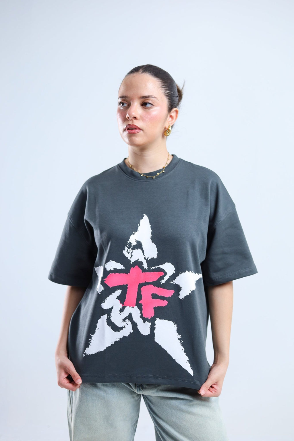 TF Star Boxy Tee - Black / Dark Gray - Tokyo Store