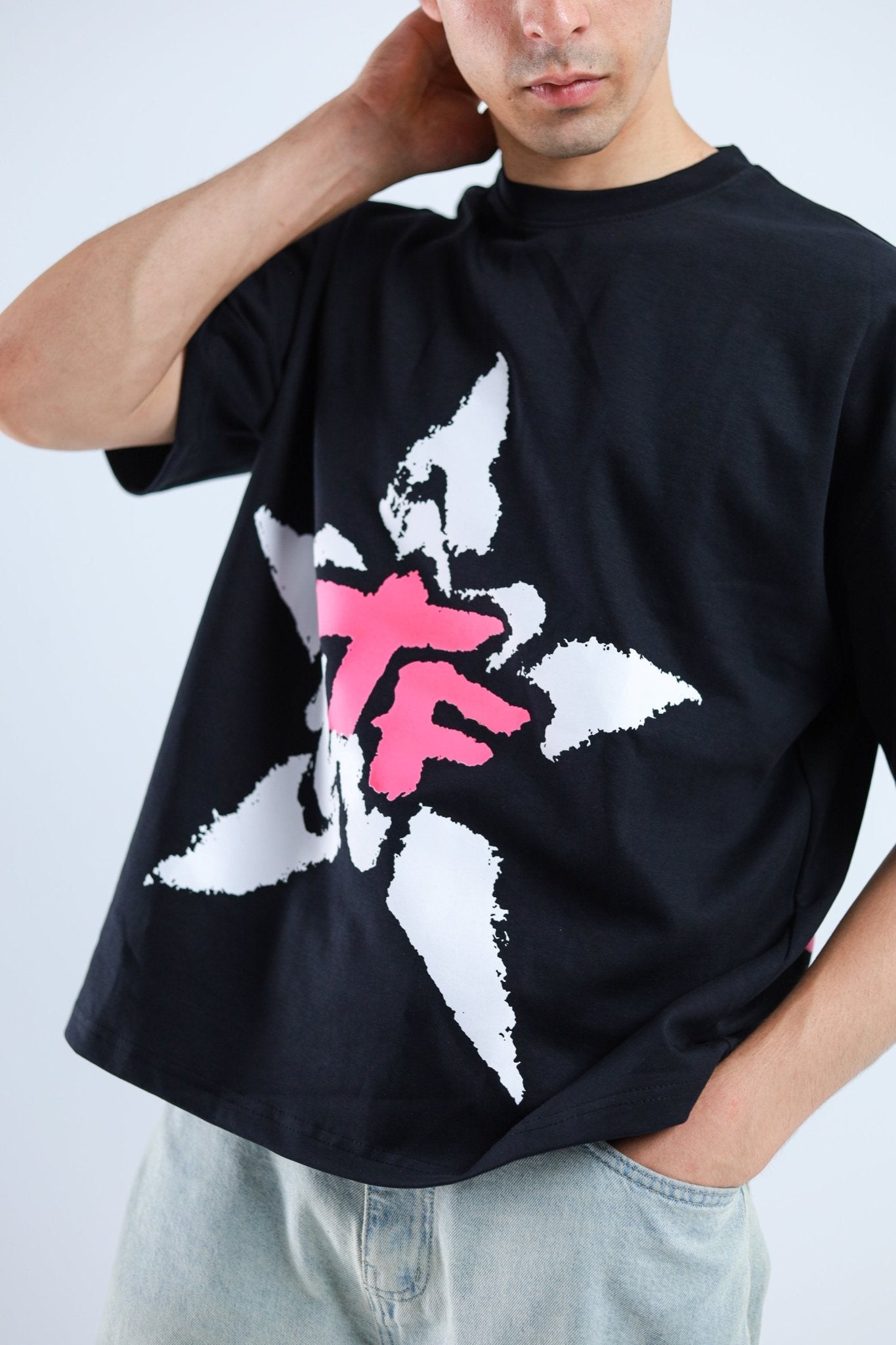 TF Star Boxy Tee - Black / Dark Gray - Tokyo Store