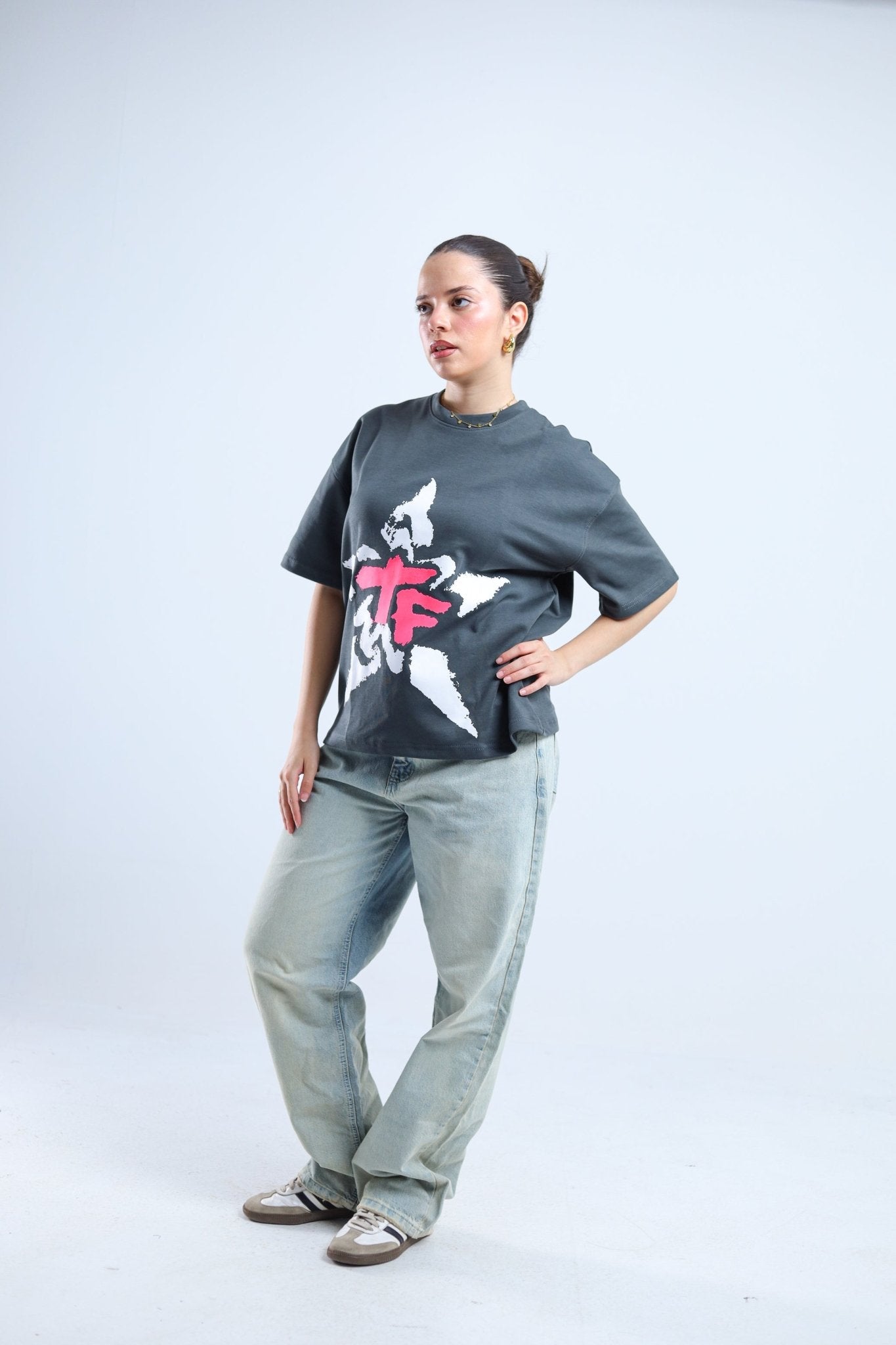 TF Star Boxy Tee - Black / Dark Gray - Tokyo Store