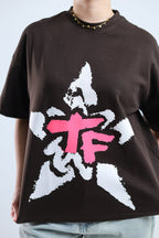 TF Star Boxy Tee - White / Brown - Tokyo Store
