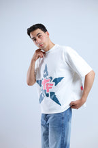 TF Star Boxy Tee - White / Brown - Tokyo Store