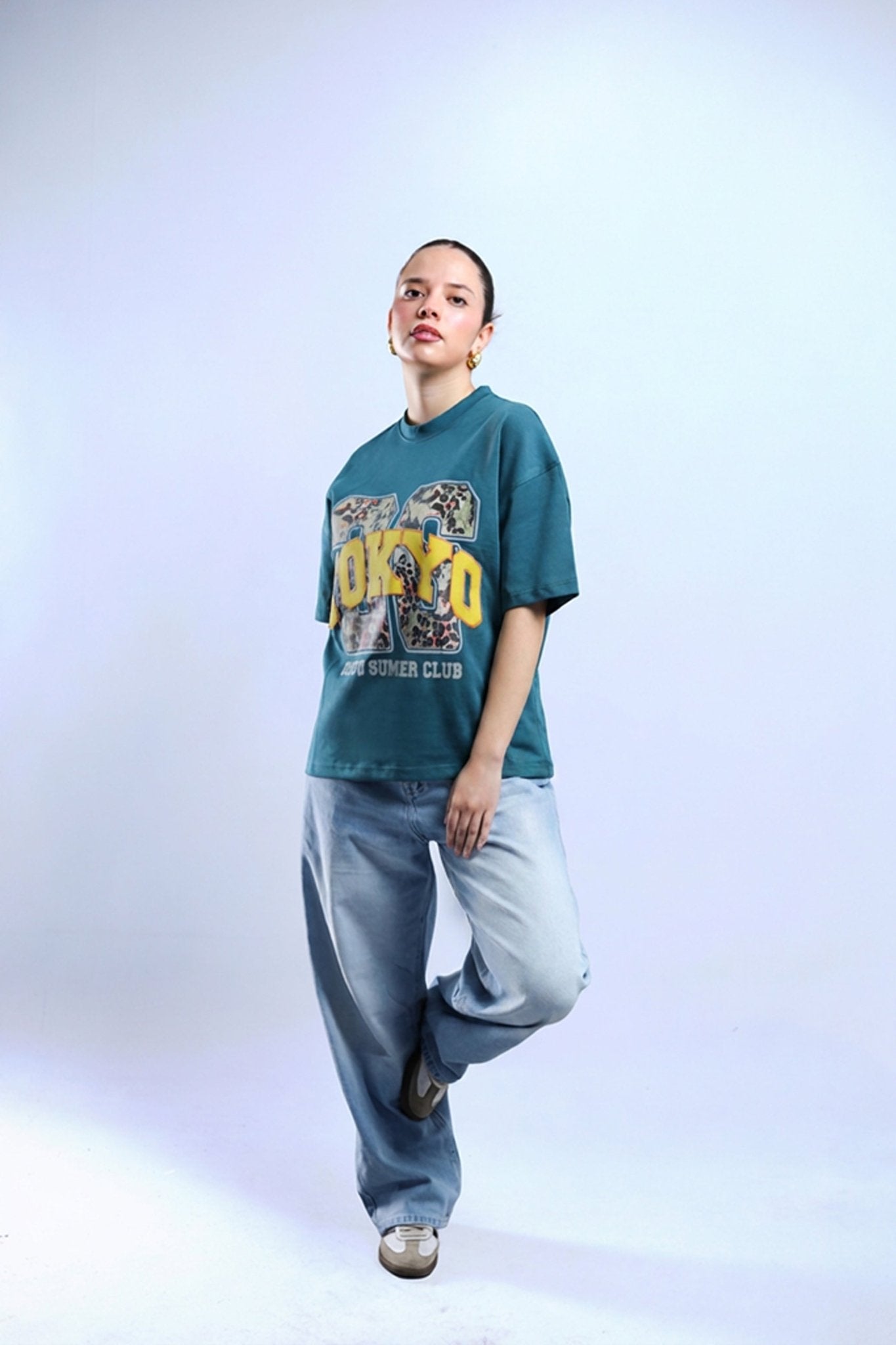 Tokyo 26 Boxy Tee - Black / White / Cyan - Tokyo Store
