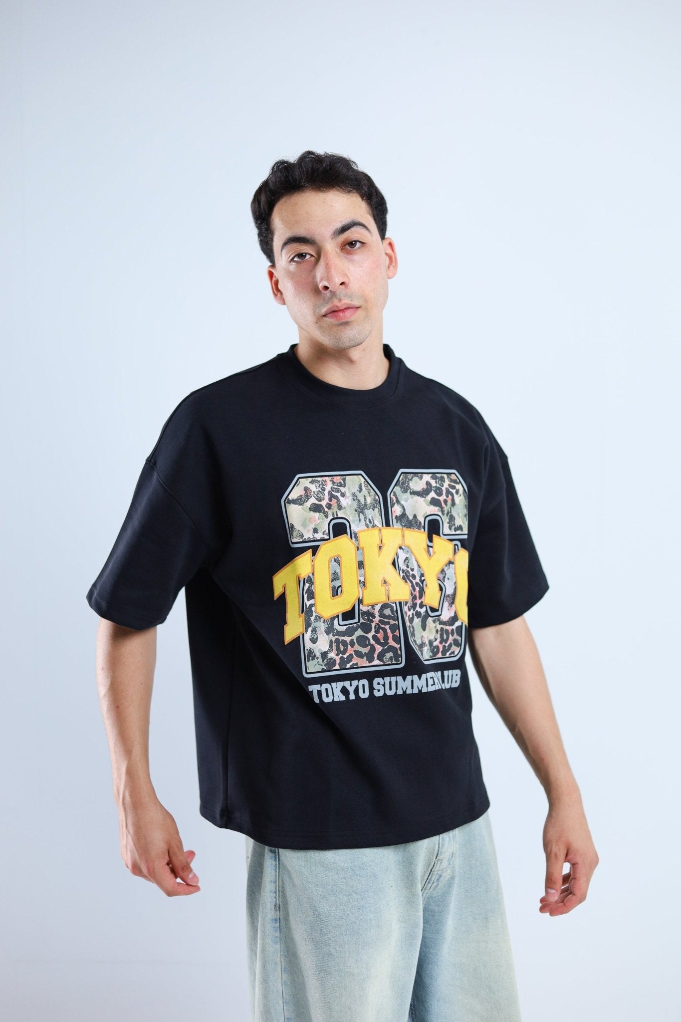 Tokyo 26 Boxy Tee - Black / White / Cyan - Tokyo Store