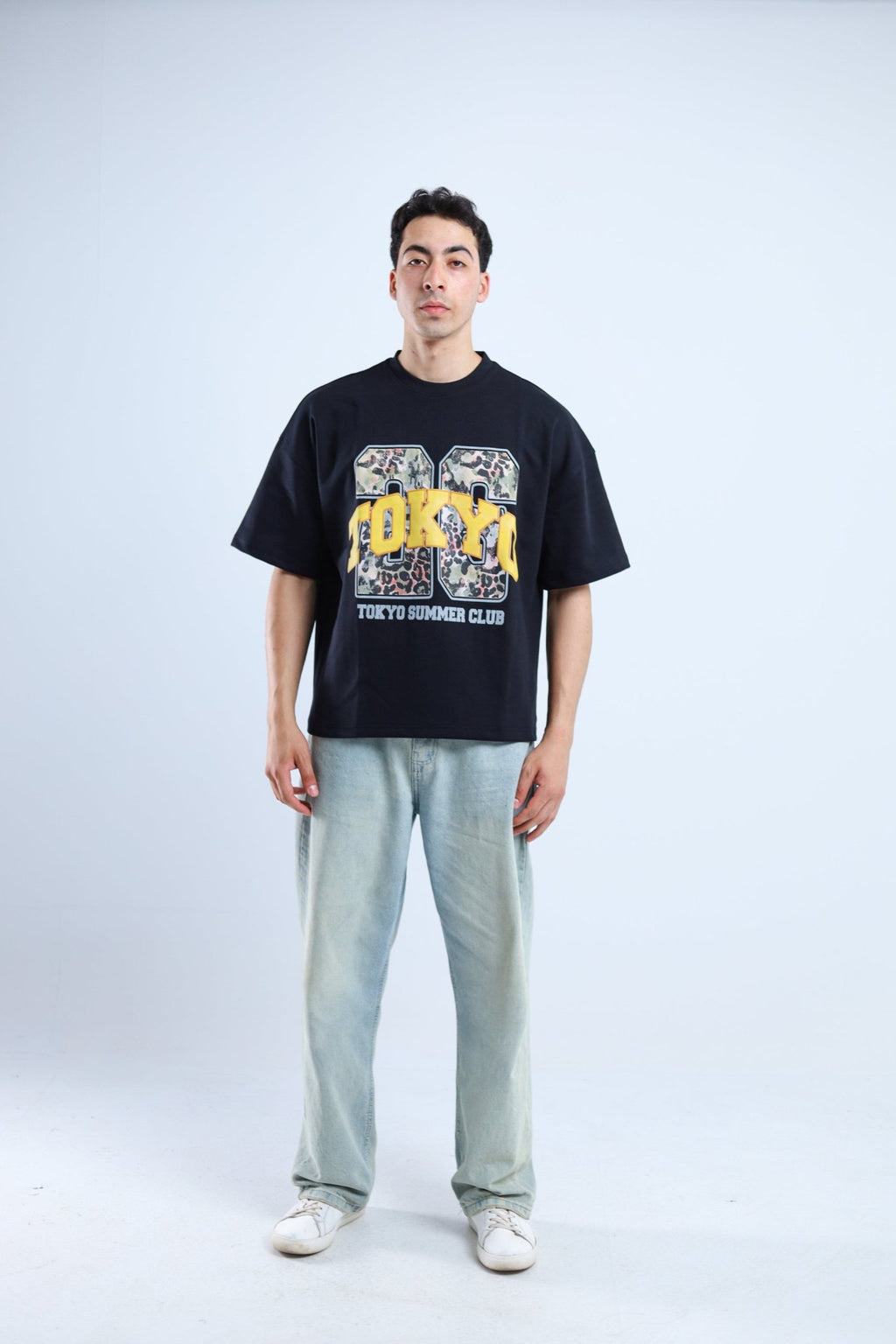 Tokyo 26 Boxy Tee - Black / White / Cyan - Tokyo Store