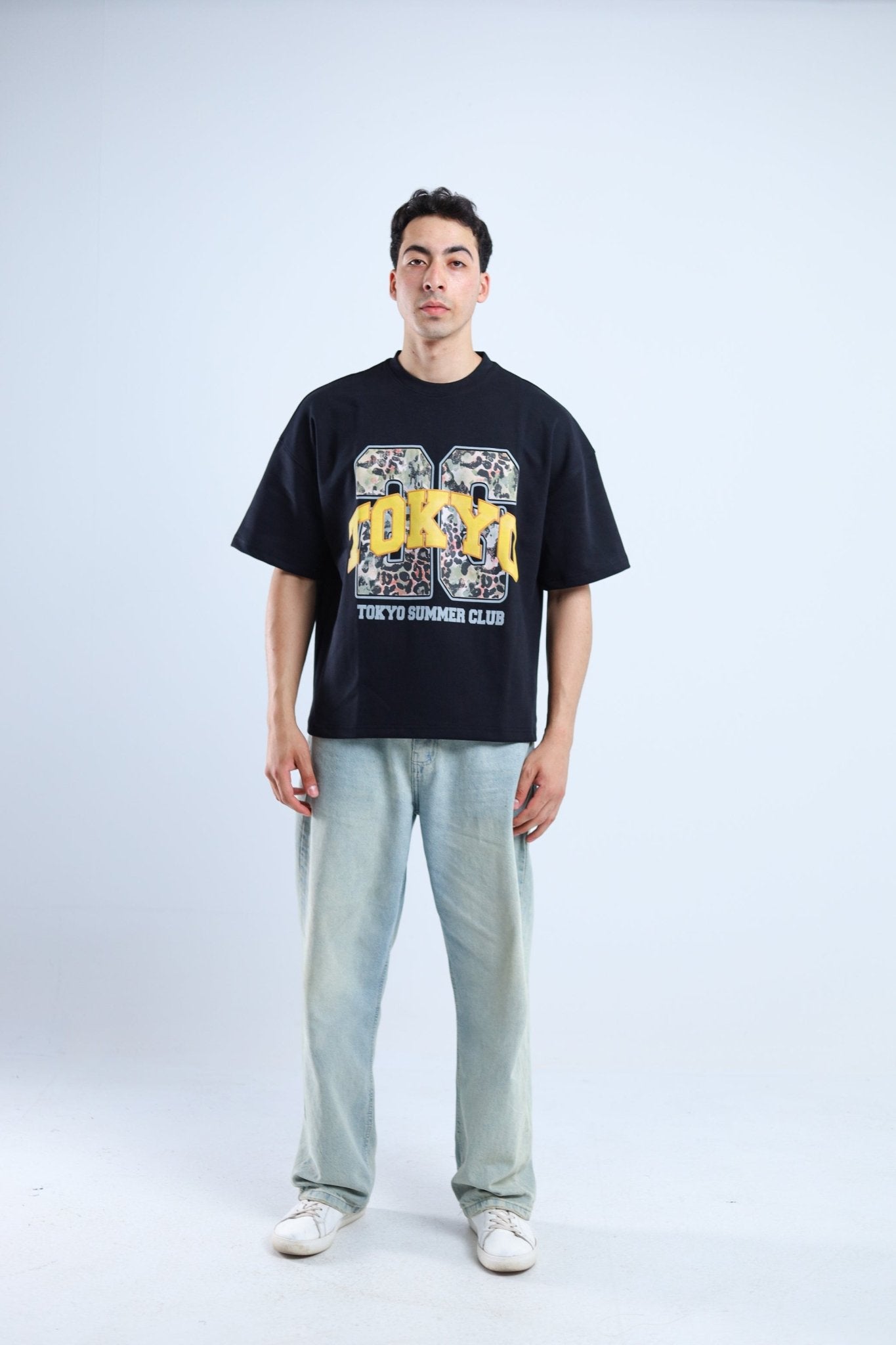 Tokyo 26 Boxy Tee - Black / White / Cyan - Tokyo Store