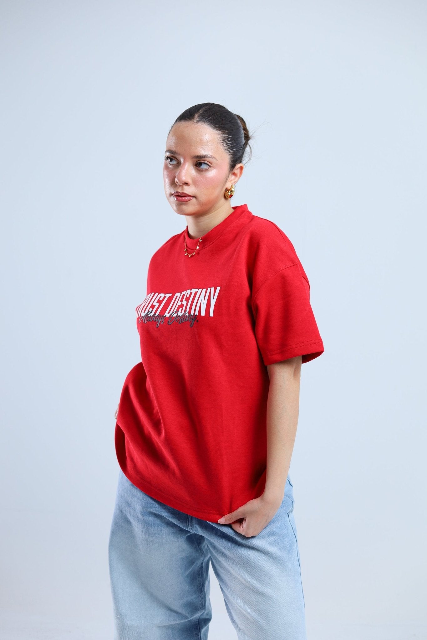 Trust Destiny Oversized Tee - Red / White - Tokyo Store