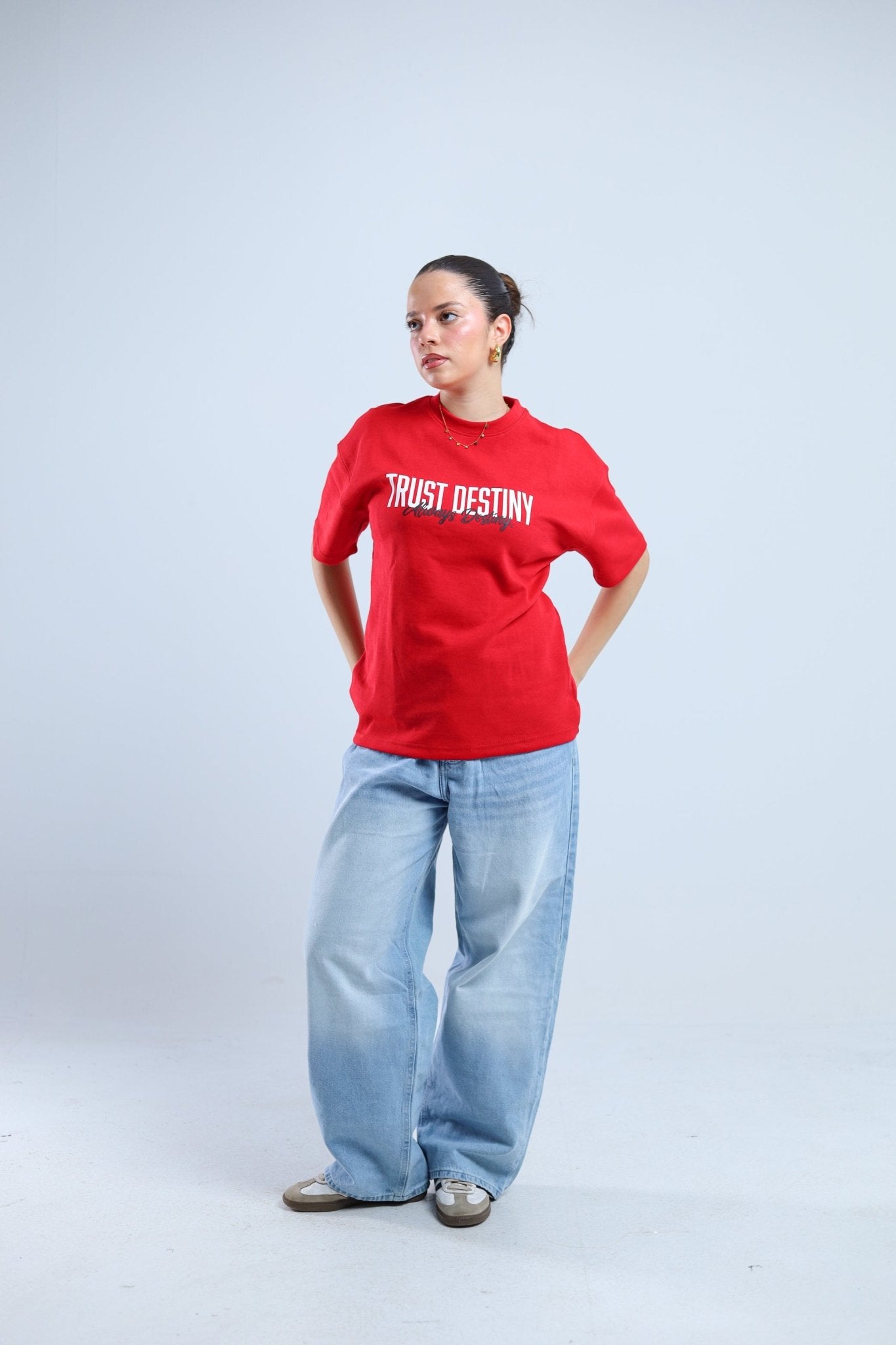 Trust Destiny Oversized Tee - Red / White - Tokyo Store
