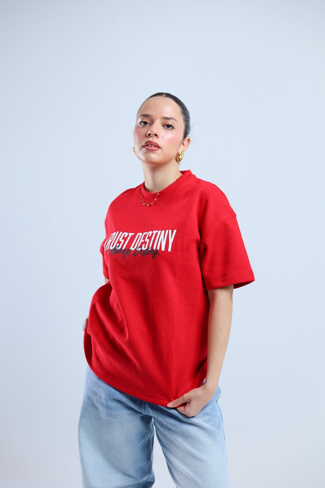 Trust Destiny Oversized Tee - Red / White - Tokyo Store